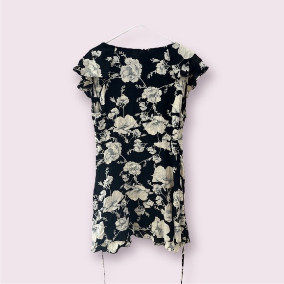 Free Poole French Quarter Wrap Dress- Black with White Flowers- Ruffles - Picture 3 of 5